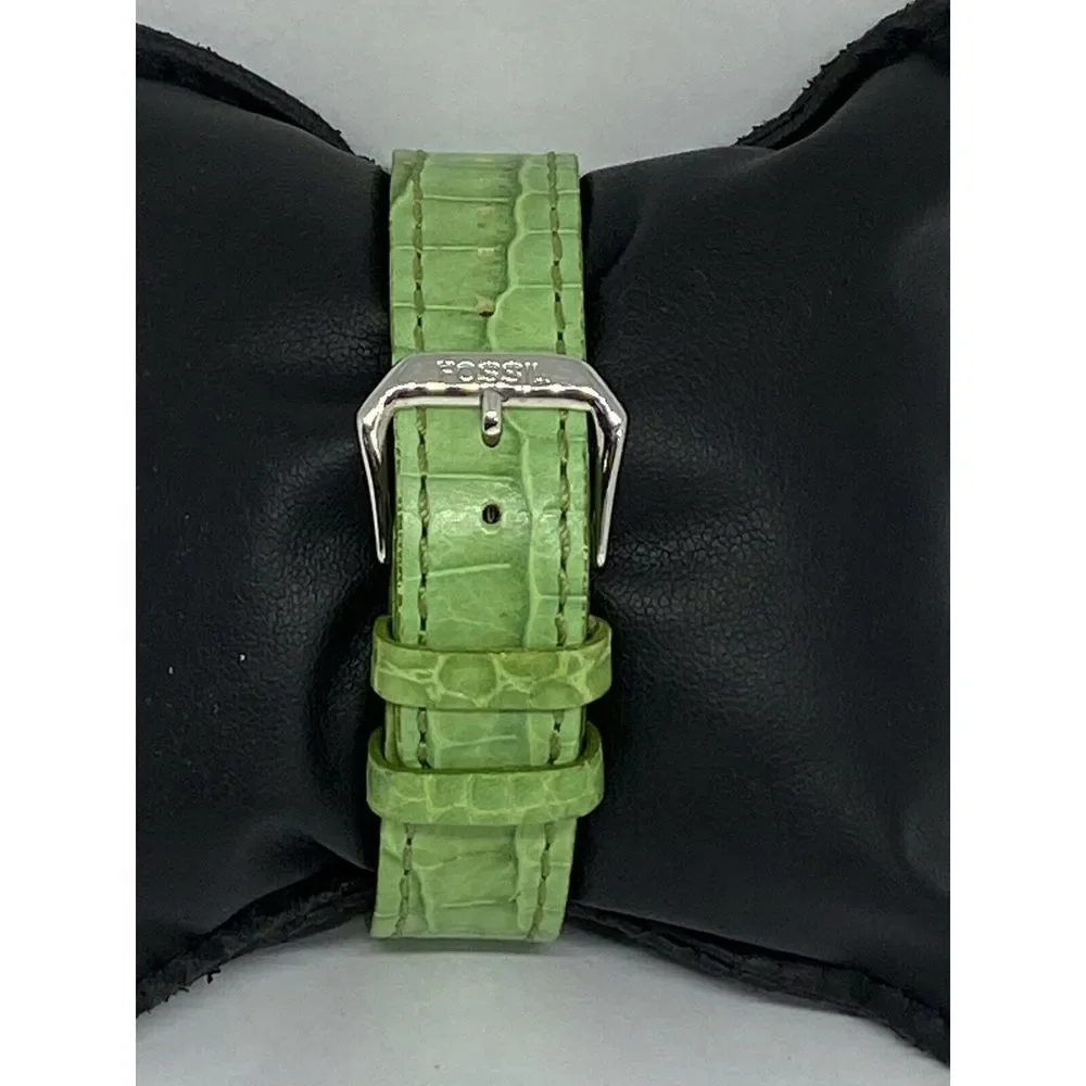 Fossil ES9934 Women's Green Leather Analog White Dial Quartz Genuine Watch XX410